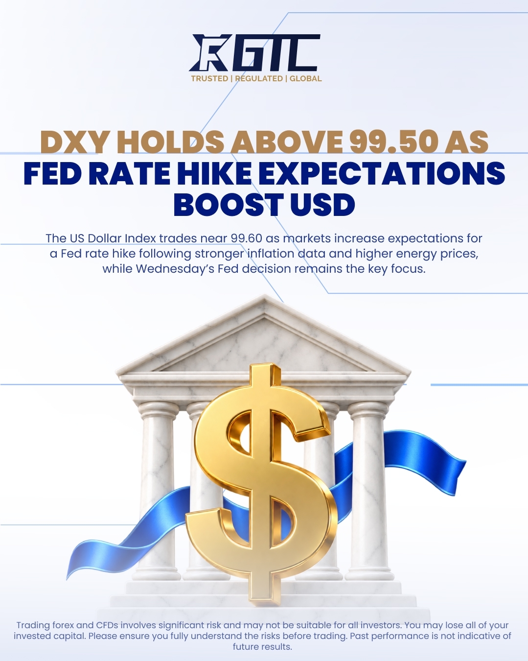 DXY HOLDS ABOVE 99.50 AS FED RATE HIKE EXPECTATIONS BOOST USD