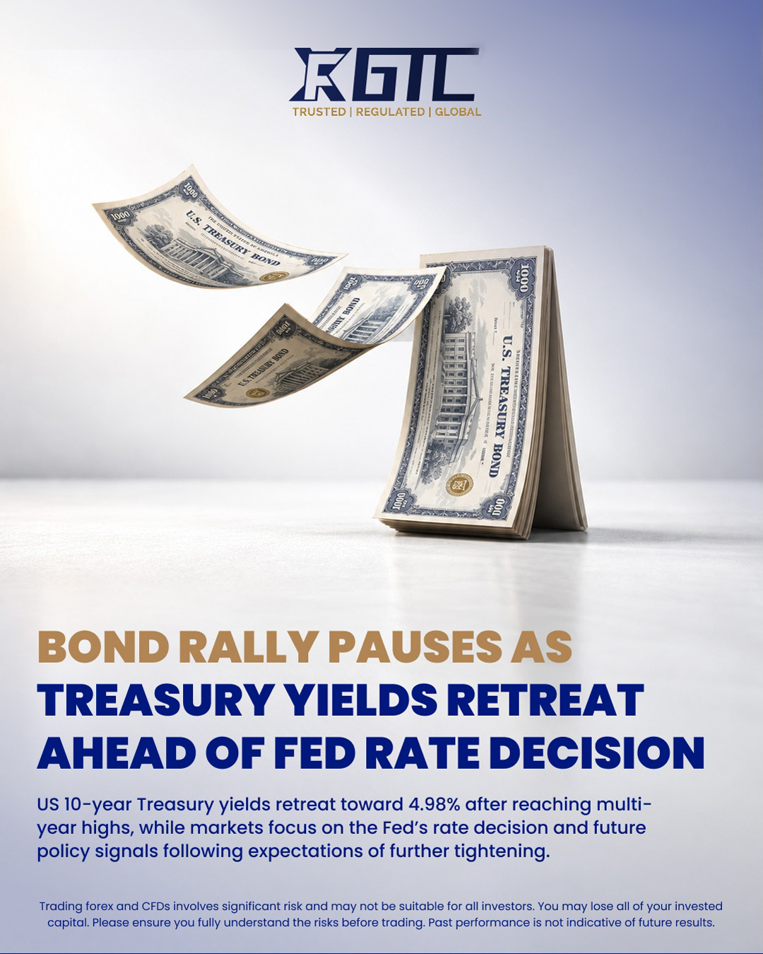 BOND RALLY PAUSES AS TREASURY YIELDS RETREAT AHEAD OF FED RATE DECISION