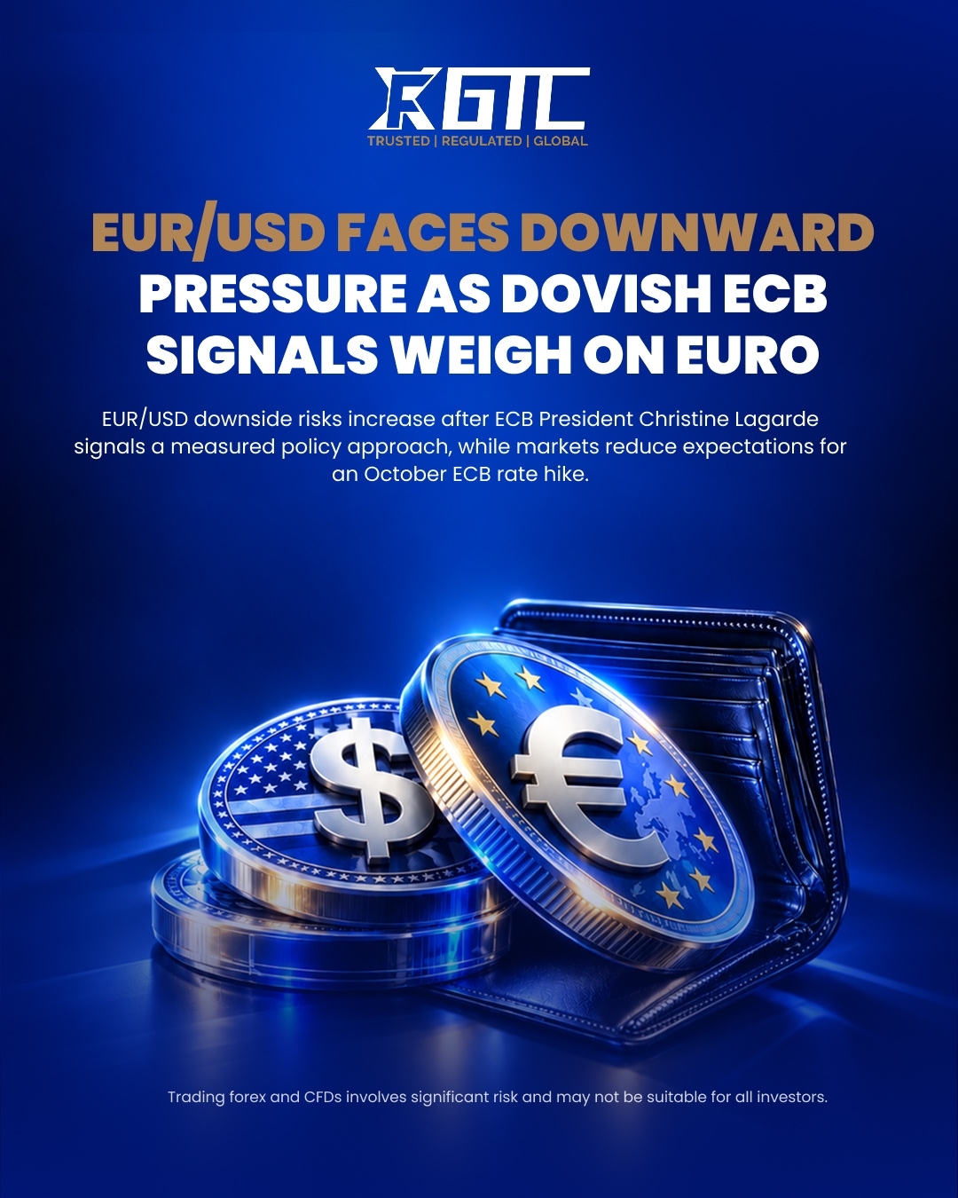 EUR/USD FACES DOWNWARD PRESSURE AS DOVISH ECB SIGNALS WEIGH ON EURO