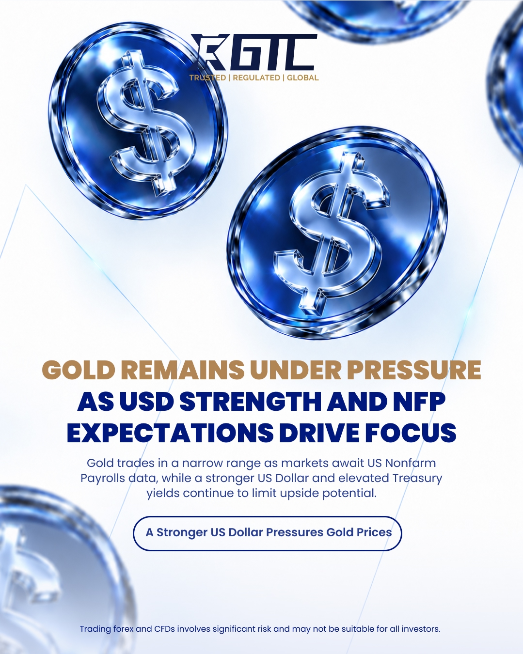 GOLD REMAINS UNDER PRESSURE AS USD STRENGTH AND NFP EXPECTATIONS DRIVE FOCUS