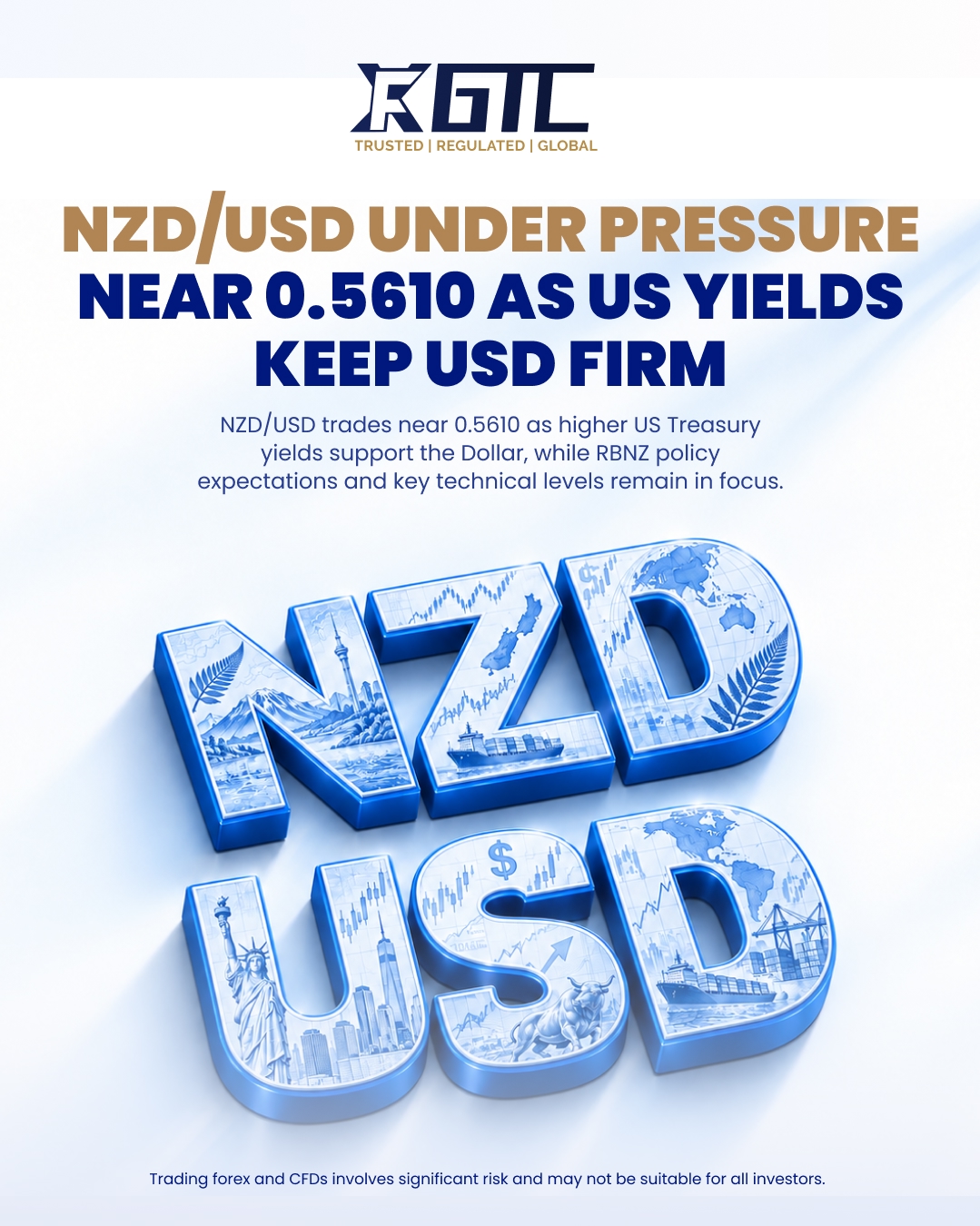 NZD/USD UNDER PRESSURE NEAR 0.5610 AS US YIELDS KEEP USD FIRM