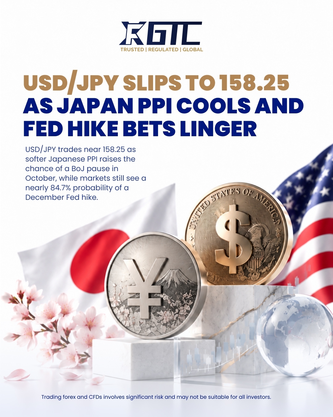 USD/JPY SLIPS TO 158.25 AS JAPAN PPI COOLS AND FED HIKE BETS LINGER