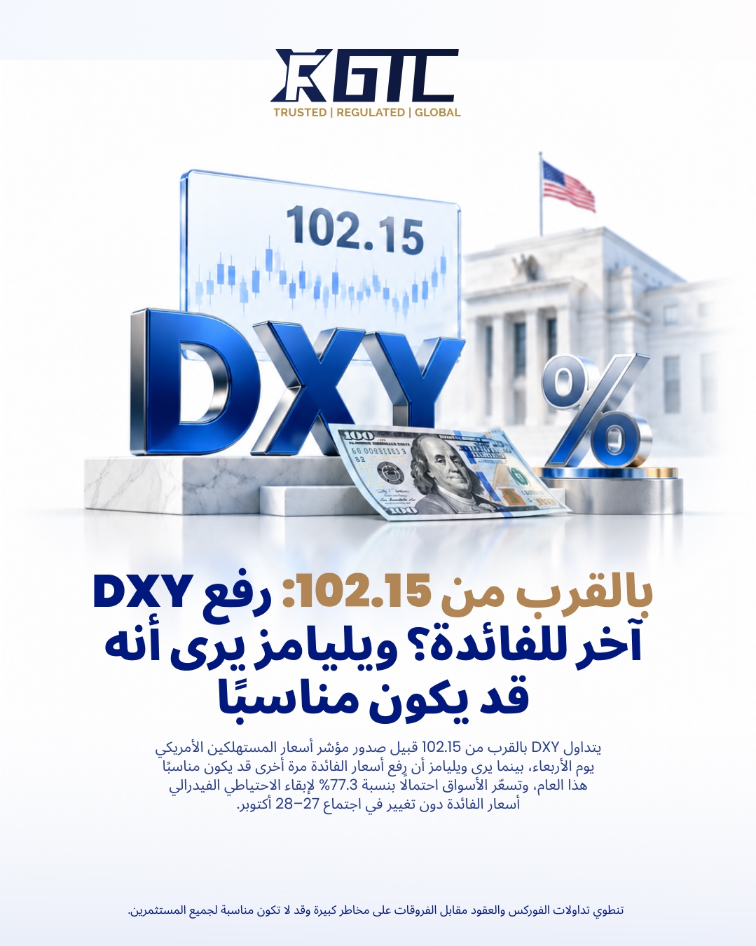 مؤشر الدولار الأمريكي بالقرب من 102.15: هل هناك رفع واحد آخر؟ يقول ويليامز قد يكون مناسباً