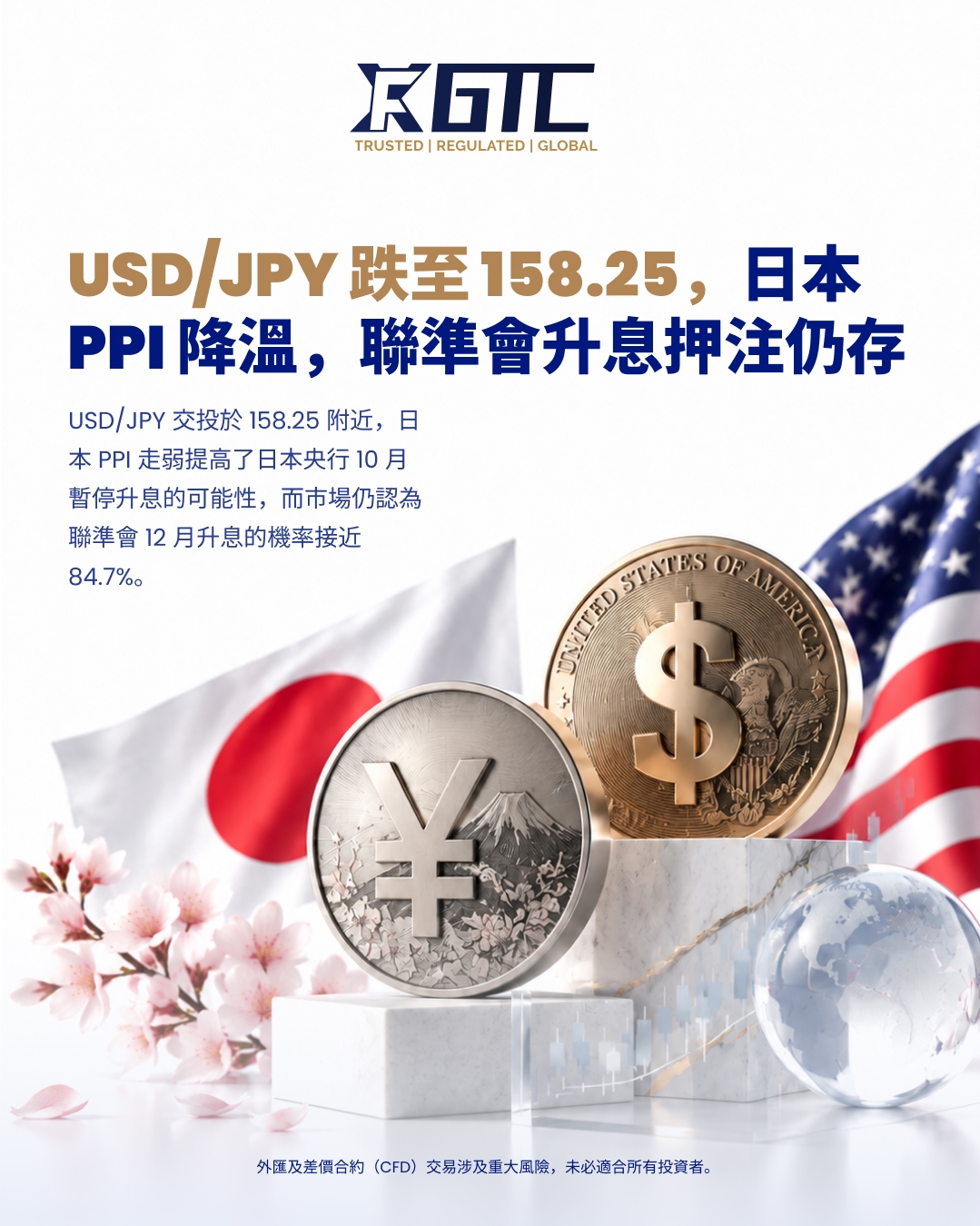 美元/日元跌至158.25，日本生产者价格指数回落且美联储加息预期仍存