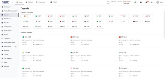 Step 2: Access the Deposit section in MyGTC