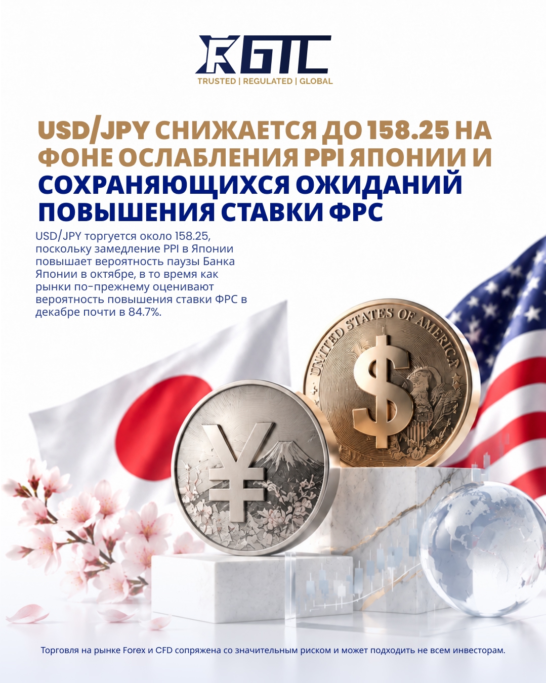 USD/JPY ПАДАЕТ ДО 158.25 НА ФОНЕ СНИЖЕНИЯ ЯПОНСКОЙ ППП И СОХРАНЕНИЯ СТАВОК НА ПОВЫШЕНИЕ СТАВОК ФРС