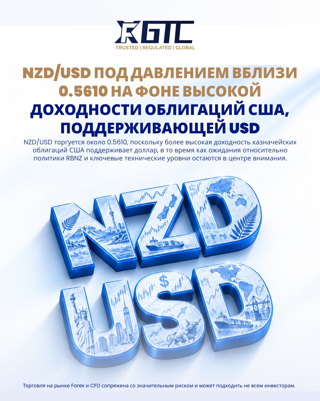 NZD/USD ПОД ДАВЛЕНИЕМ ОКОЛО 0.5610 ПОСКОЛЬКУ ДОХОДНОСТЬ АМЕРИКАНСКИХ ОБЛИГАЦИЙ УКРЕПЛЯЕТ USD