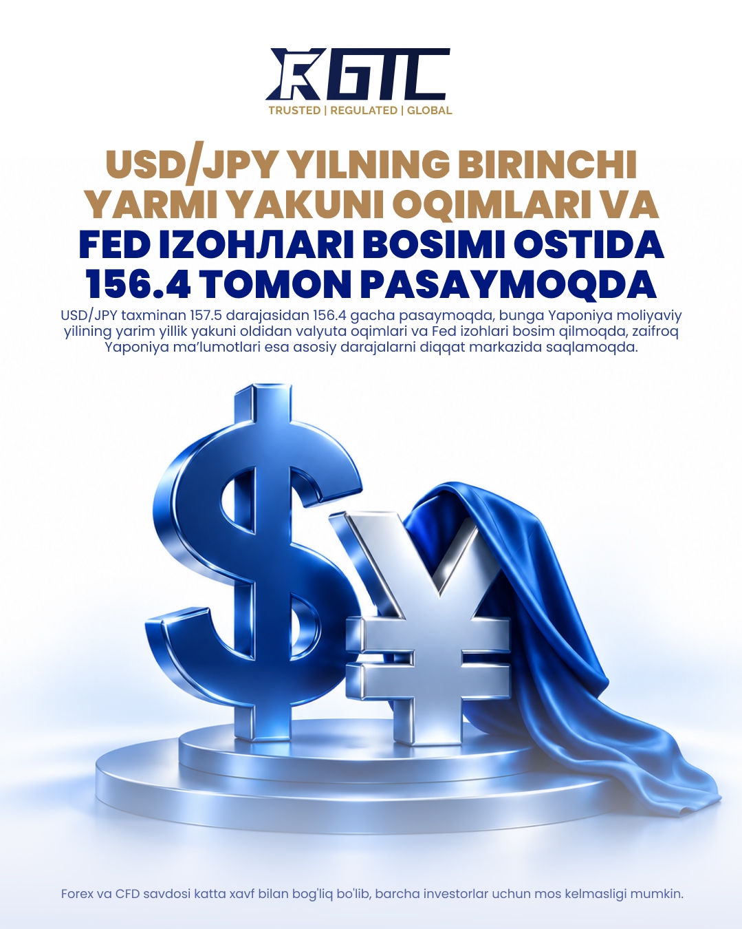 USD/JPY YARIM YILLIK YAKUNI OQIMLARI VA FED IZOHLARI TA'SIRIDA 156.4 TO MONA TUSHADI