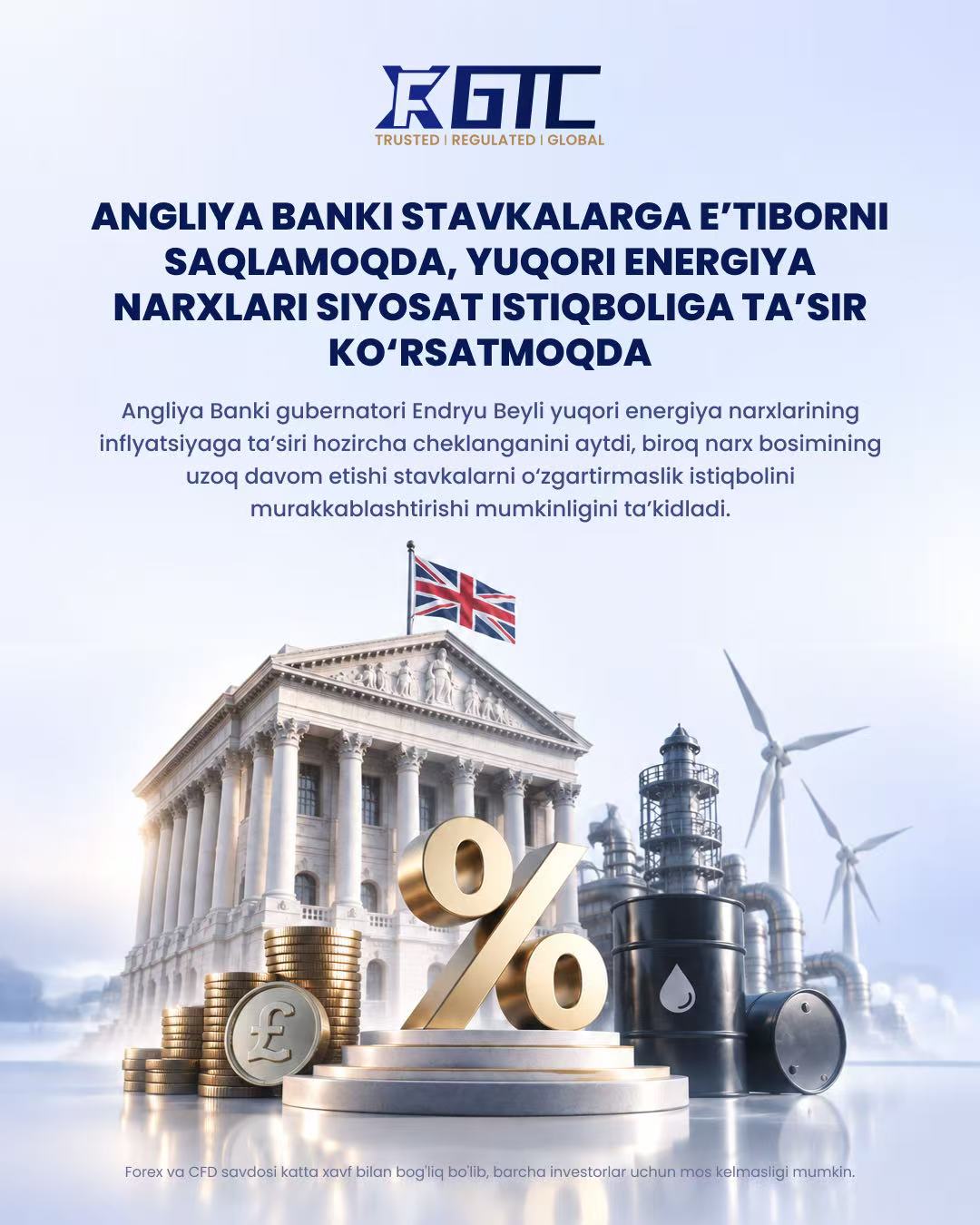 ENERGIYA NARXLARINING YUQORILIGI SIYOSAT ISTIQBOLINI QIYINLASHTIRAR EKAN, BOE STAVKALARNI E'TIBOR MARKAZIDA SAQLAMOQDA